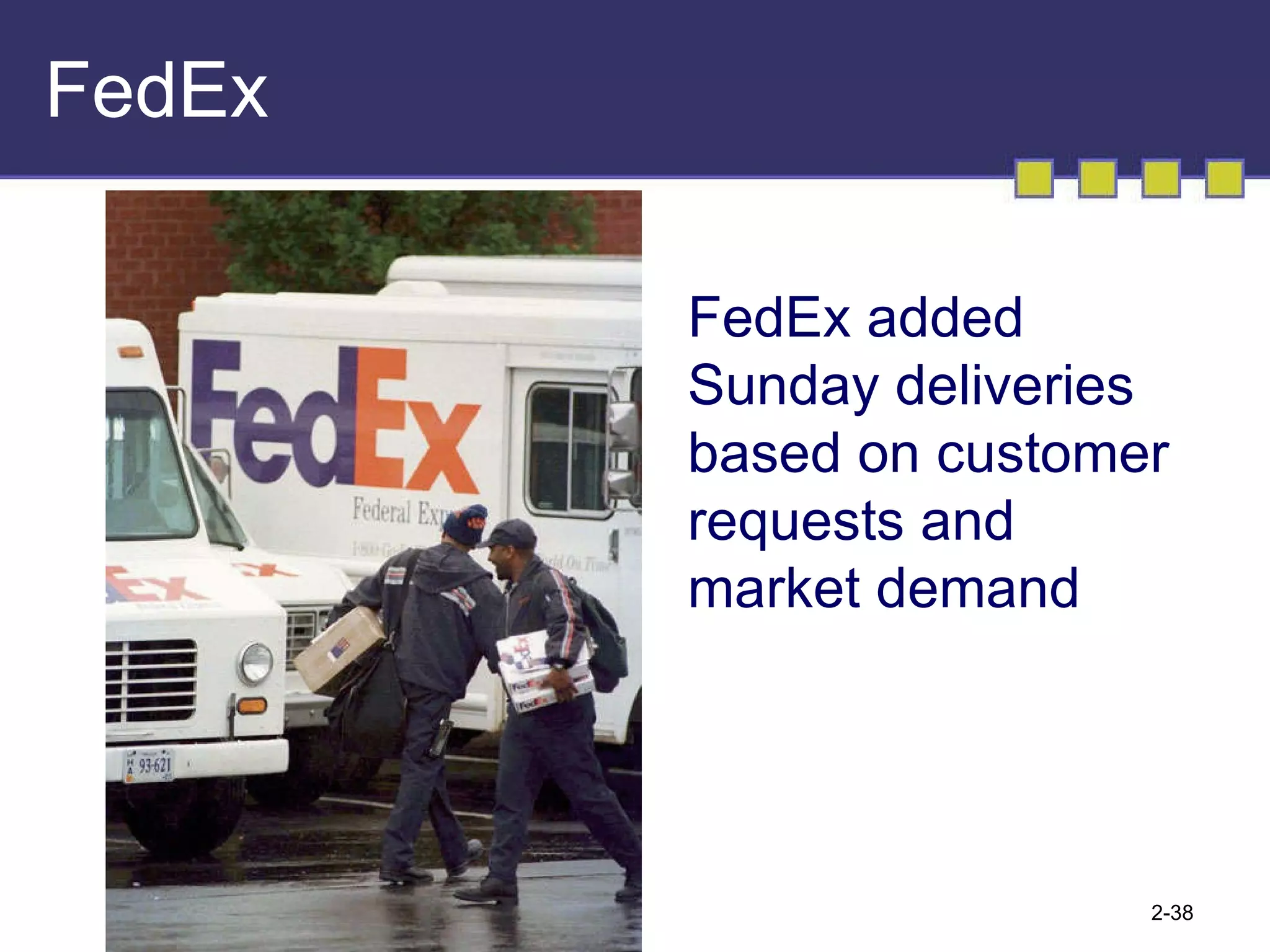 FedEx FedEx added Sunday deliveries  based on customer requests and market demand 