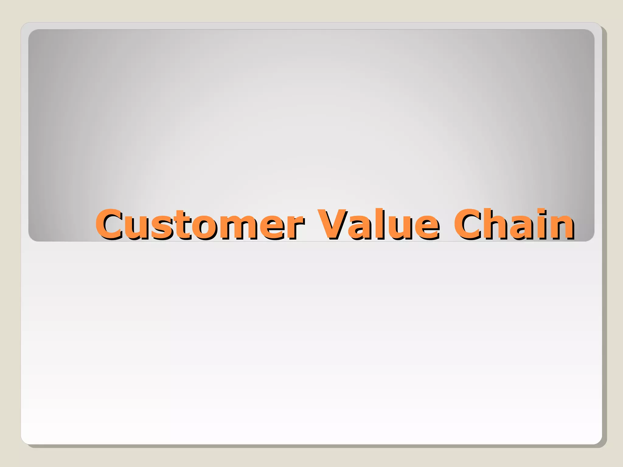 Customer Value ChainCustomer Value Chain
 