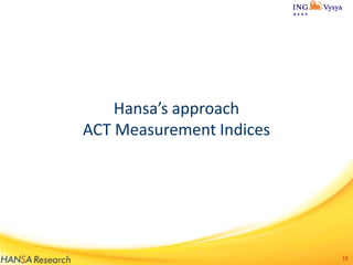 Hansa’s approach
ACT Measurement Indices

15

 