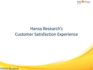Hansa Research’s
Customer Satisfaction Experience

33

 