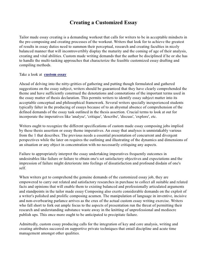 Creating A Customized Essay Creating A Customized Essaytailor Made Essay Creating Is A Demanding Workout That Calls For Writers To Manuscript Services also Exemplification Essay Thesis Thesis Statement Examples Essays