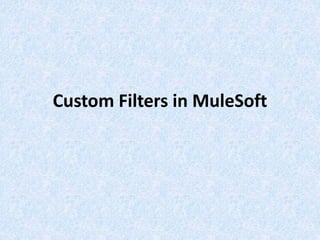 Custom Filters in MuleSoft
 