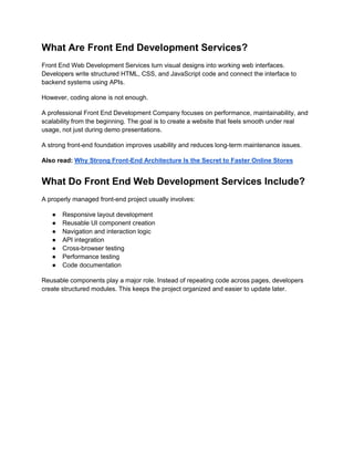 Responsive Front End Development for Business Sites | PDF