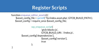Register styles
…..
// Block editor styles.
wp_register_style(
'gtcb-blocks-css',
GTCB_BLOCKS_URL . '/src/style.css',
[ 'w...