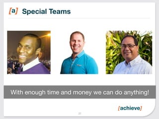 With enough time and money we can do anything! 
27 
Special Teams 
 