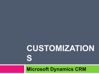 CUSTOMIZATION
S
Microsoft Dynamics CRM
 