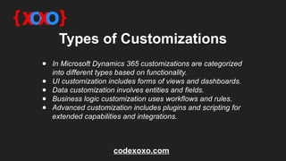 Customizations in Microsoft Dynamics 365 | PPTX