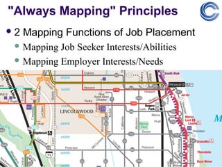 "Always Mapping" Principles
2   Mapping Functions of Job Placement
  Mapping Job Seeker Interests/Abilities
  Mapping Employer Interests/Needs
 