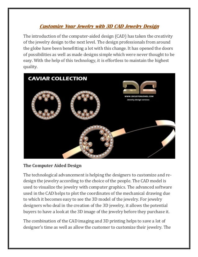 Customize Your Jewelry with 3D CAD Jewelry Design