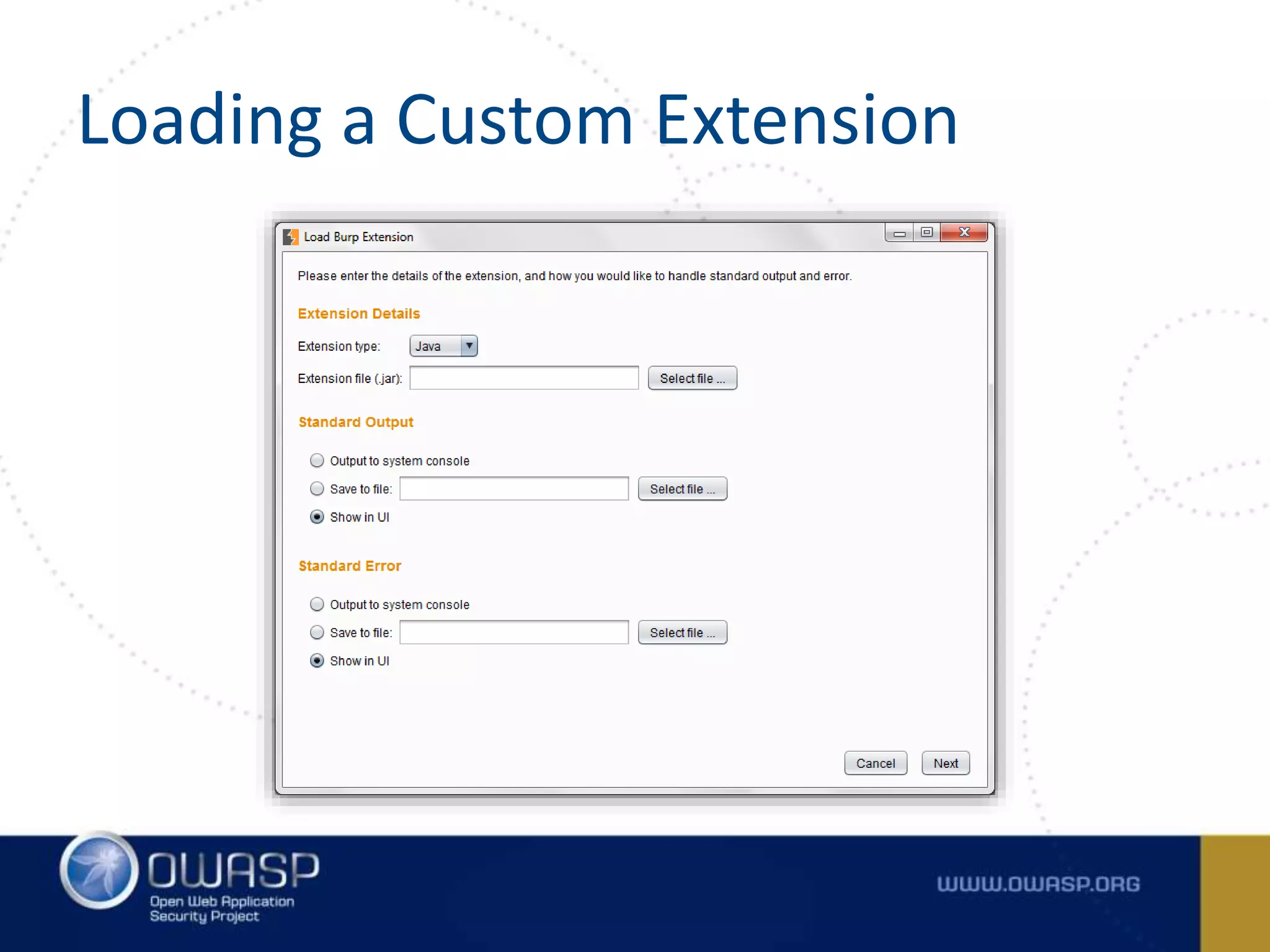 Loading a Custom Extension
 