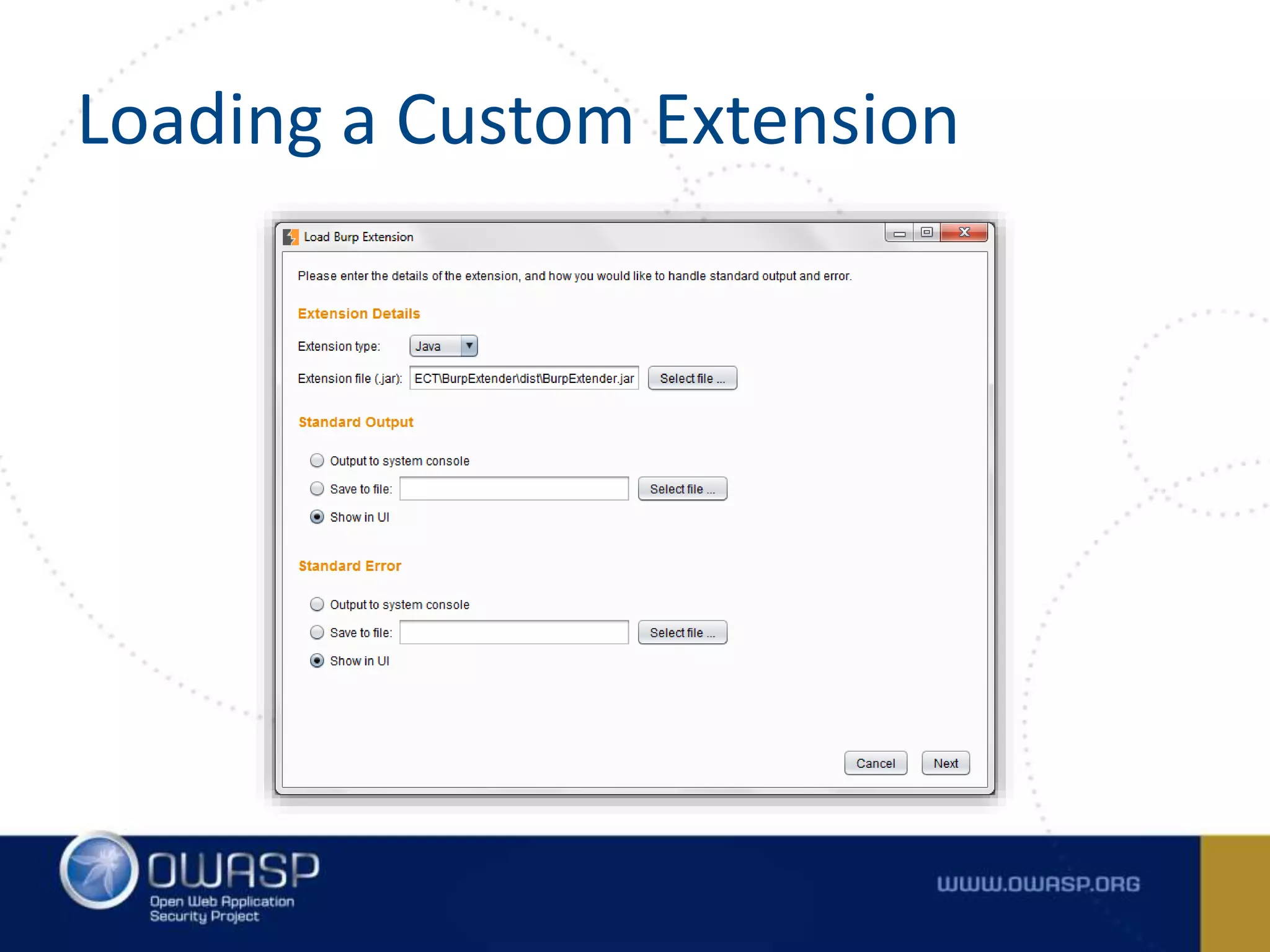 Loading a Custom Extension
 