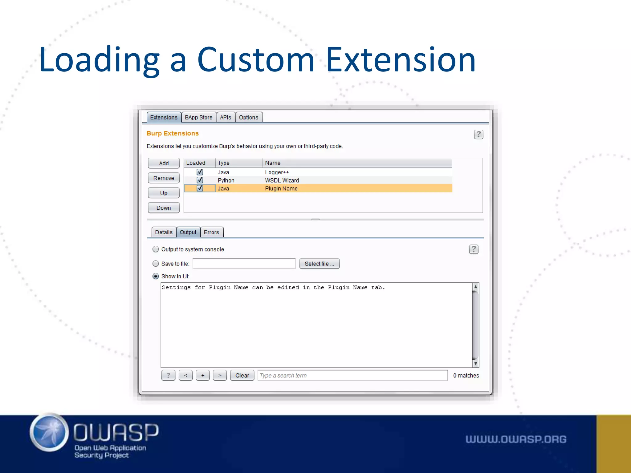Loading a Custom Extension
 