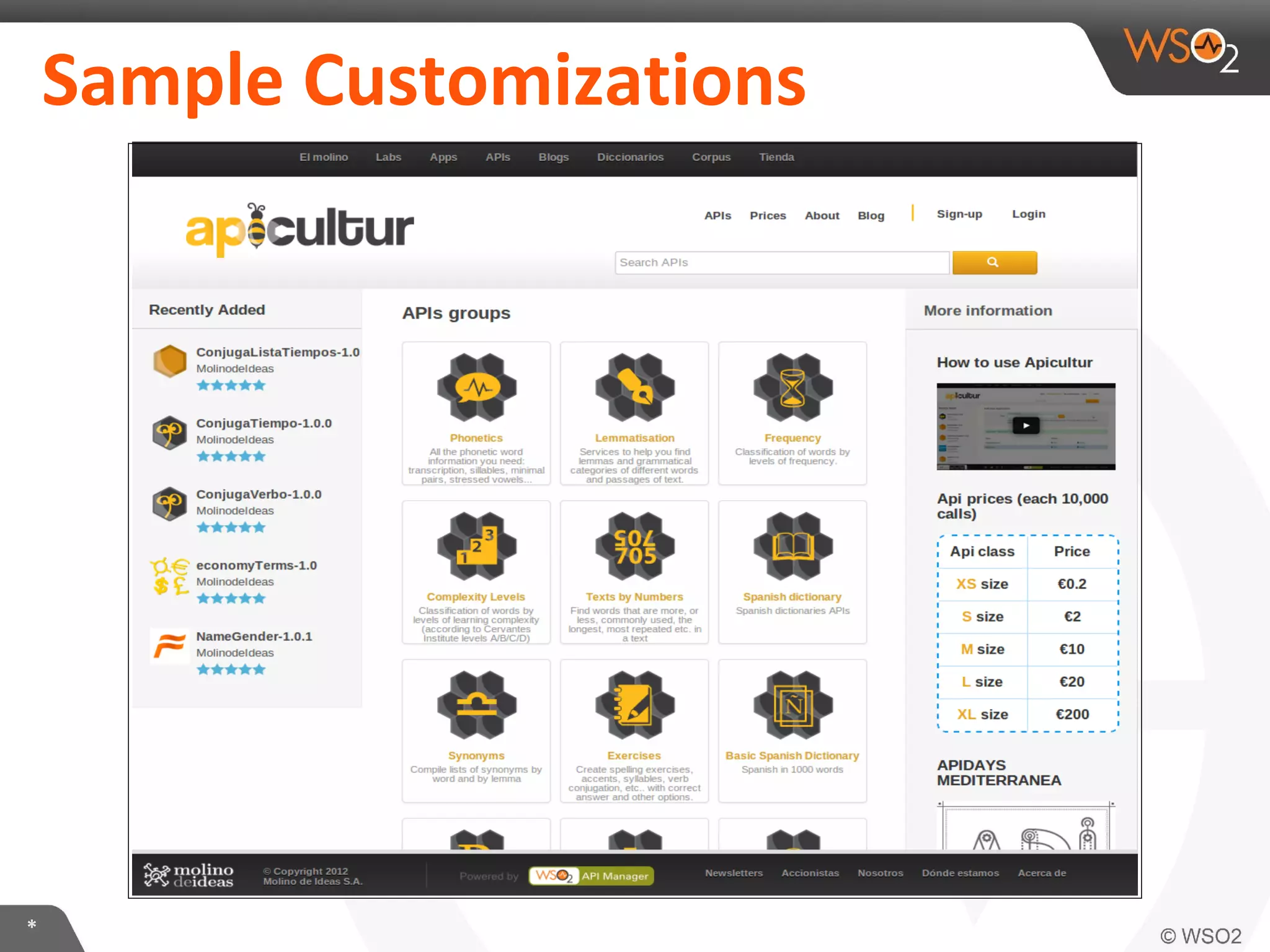 *
Sample Customizations
 