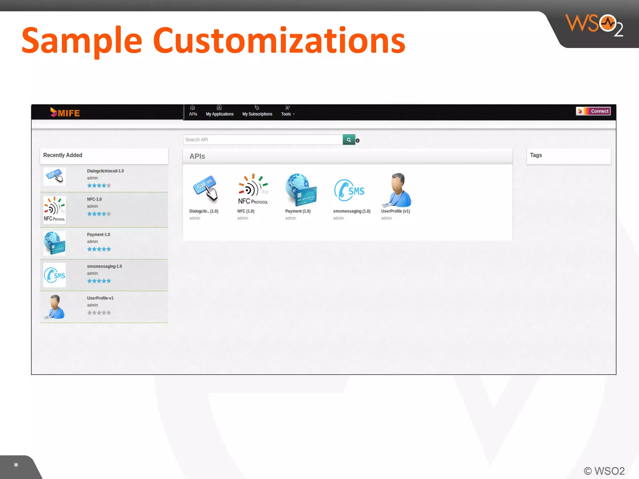 *
Sample Customizations
 