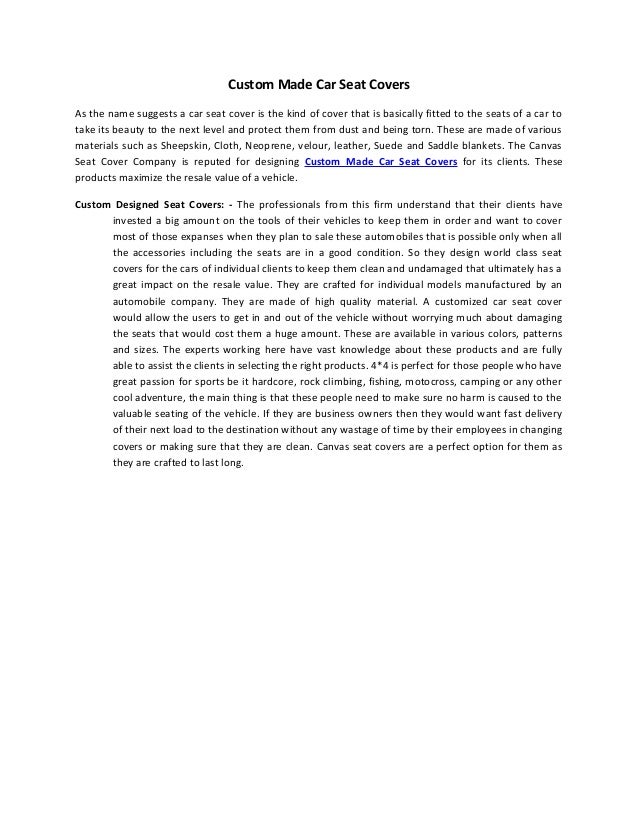 Custom Made Car Seat Covers