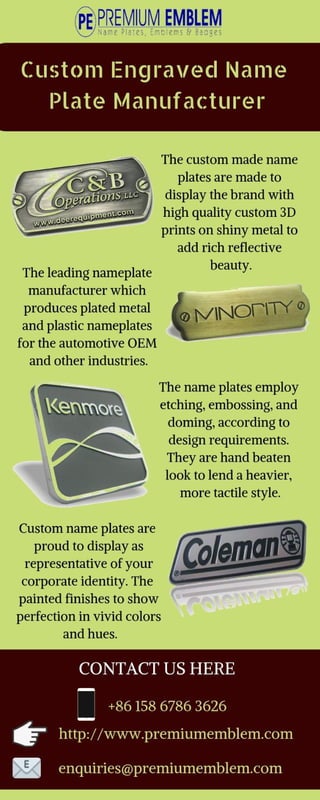 Name Plate Manufacturer | PremiumEmblem Co.ltd