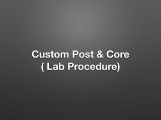 Custom Post & Core
( Lab Procedure)
 
