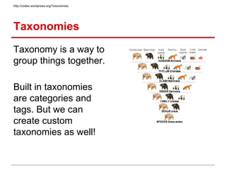 Taxonomy ≠ CPT
If you just want to
organize or categorize
your content, a CPT is
not the answer. Use a
taxonomy.
 
