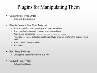 Custom Post Types and Taxonomies | PPT