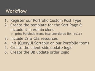 Creating a simple Custom Post Type sort UI