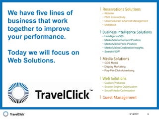 9/14/20116We have five lines of business that work together to improve    your performance. Today we will focus on Web Solutions.iHotelier
