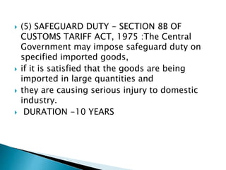 Tariff Injuries customs duty in goods and services tax after GST | PPTX