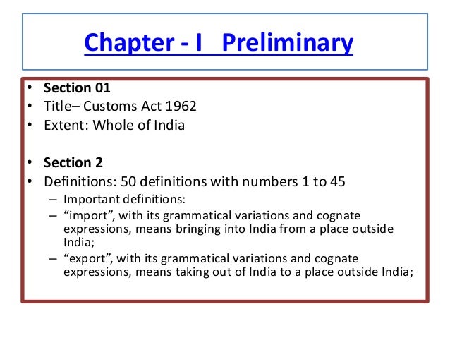 Customs act 1962