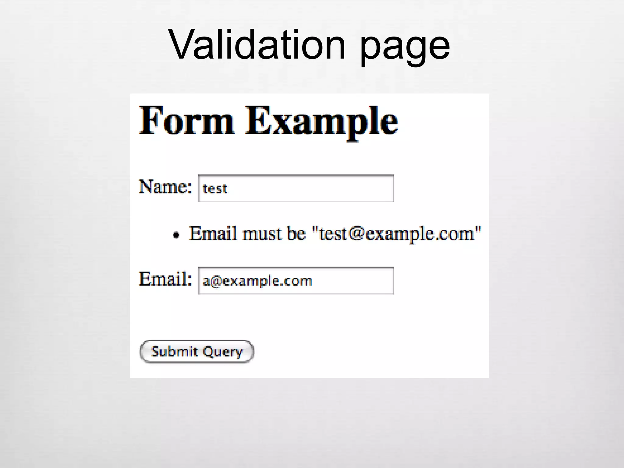 Validation page