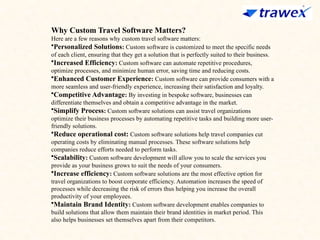 CUSTOM SOFTWARE DEVELOPMENT | CUSTOM TRAVEL TECH SOLUTION | PPTX