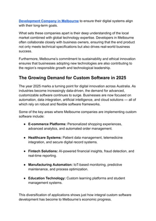 Custom Software Development in Melbourne Driving Digital Growth | PDF