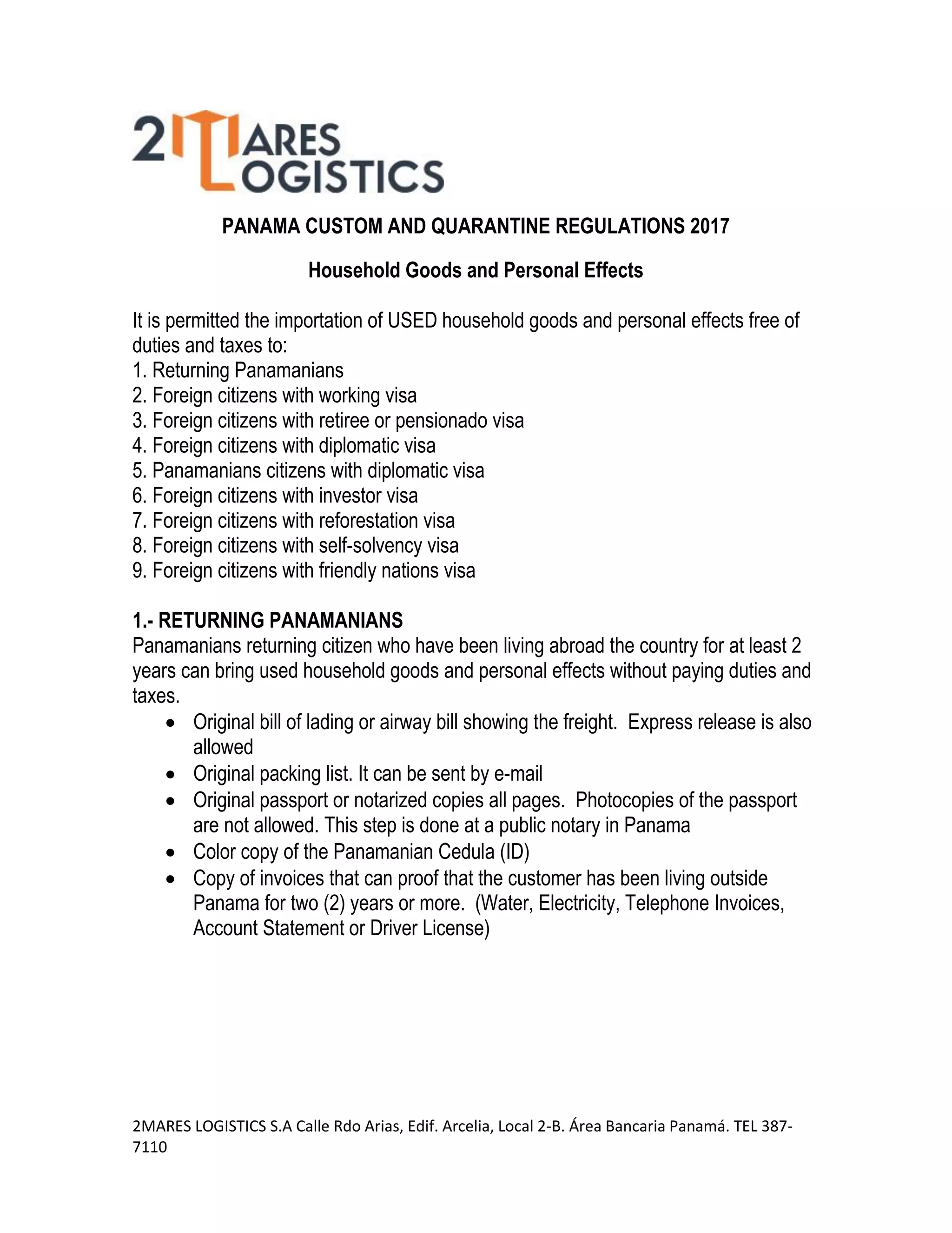 English Customs Regulations Panamá 2017 PDF