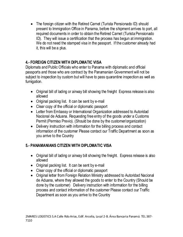 English Customs Regulations Panamá 2017