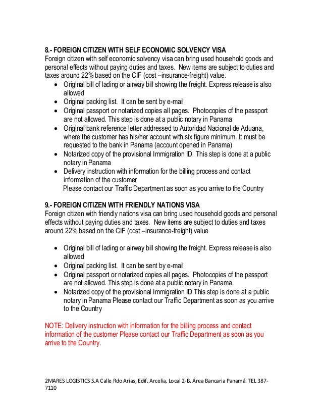 English Customs Regulations Panamá 2017