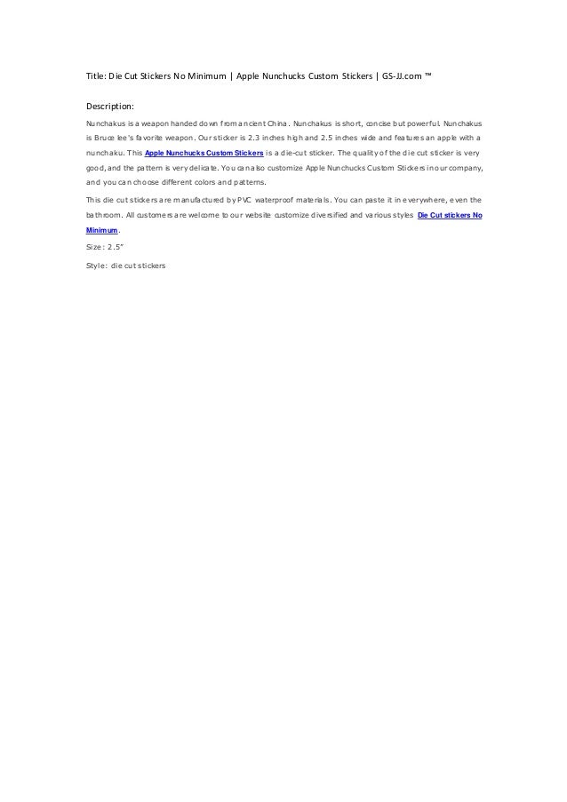 Die Cut Stickers No Minimum Apple Nunchucks Custom Stickers