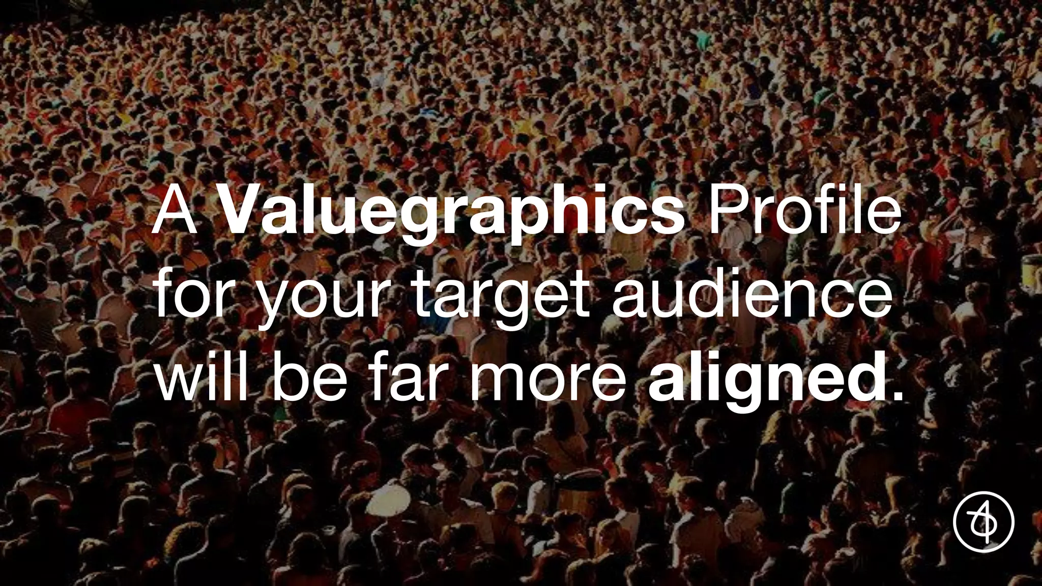 A Valuegraphics Profile
for your target audience
will be far more aligned.
 