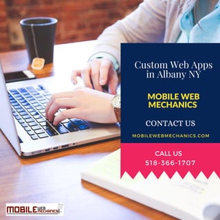 CALL US
MOBILEWEBMECHANICS.COM
Custom Web Apps
in Albany NY
CONTACT US
518-366-1707
MOBILE WEB
MECHANICS
 