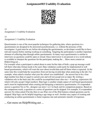 Usability Testing Assignment Custom Writing Paper Dltk - Custom Writin | PDF