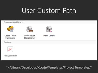 User Custom Path
~/Library/Developer/Xcode/Templates/Project ձ𳾱ٱ/
 