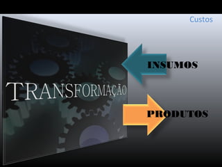 INSUMOS
PRODUTOS
Custos
 