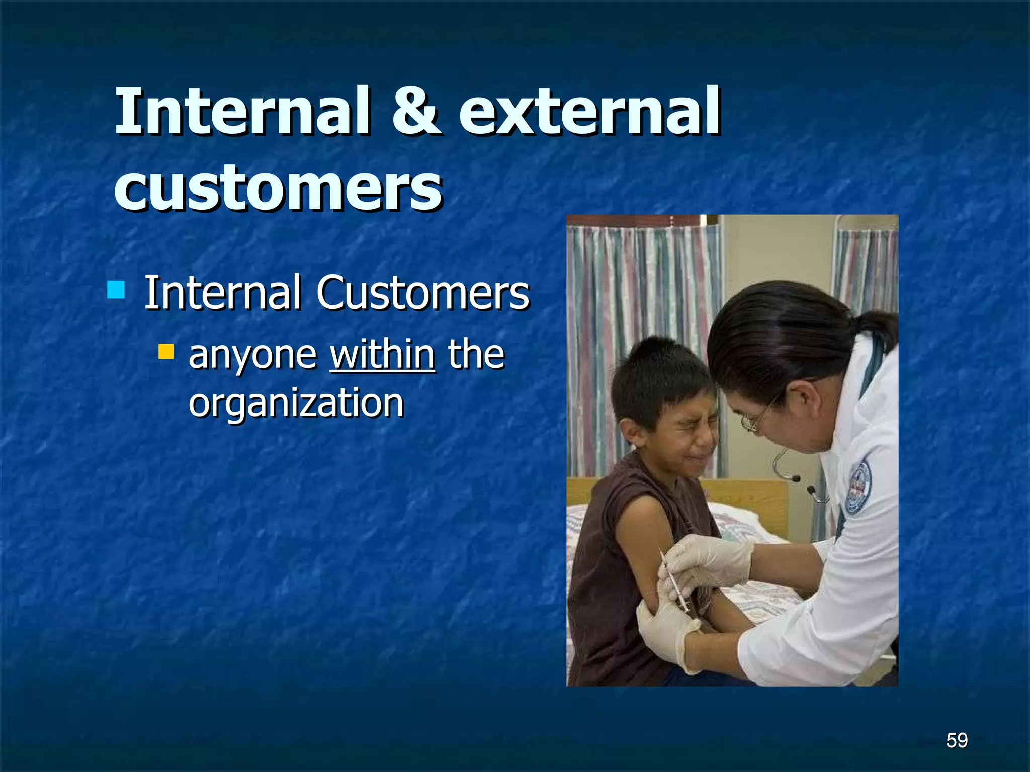 Internal & external customers Internal Customers  anyone  within  the organization  