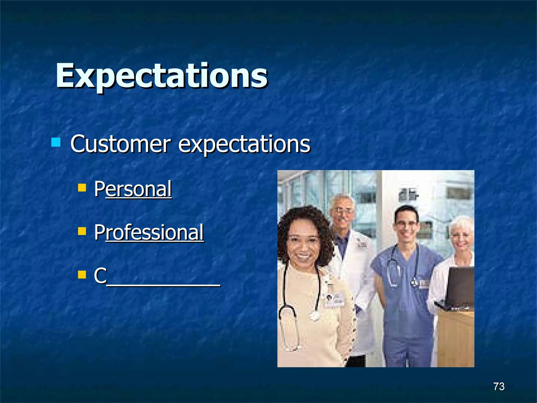 Expectations Customer expectations P ersonal P rofessional C__________ 
