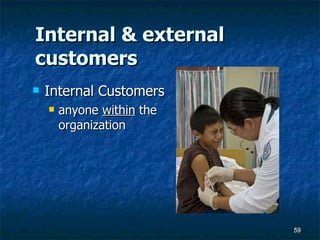 Internal & external customers Internal Customers  anyone  within  the organization  