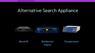 Alternative Search Appliance
Alternative Search Appliance
MaxxCAT Mindbreeze
InSpire
Thunderstone
 