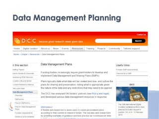 Data Management Planning
 