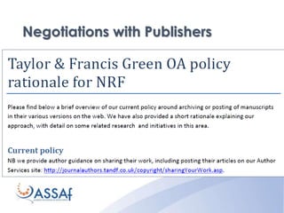 Negotiations with Publishers
 