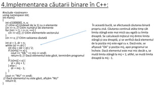 Căutarea binară într-un vector proiect informatica | PPTX