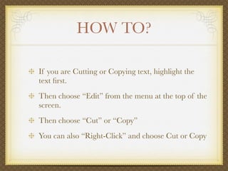 Cut, copy and paste | KEY