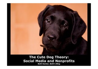 The Cute Dog Theory:
Social Media and Nonprofits
       Beth Kanter, Beth’s Blog
 