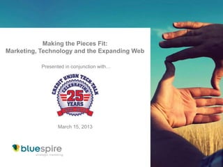 Making the Pieces Fit:
Marketing, Technology and the Expanding Web

           Presented in conjunction with…




                  March 15, 2013
 