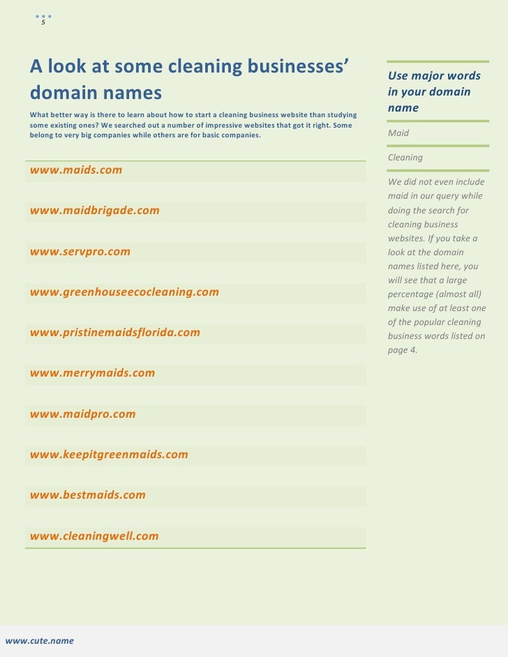 cute name starting a cleaning business website names for cleaning businesses
